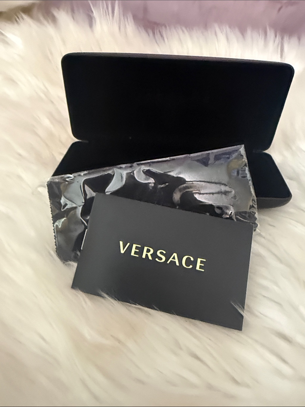 Versace Black And Gold Eyewear Case With Branded CardBooklet